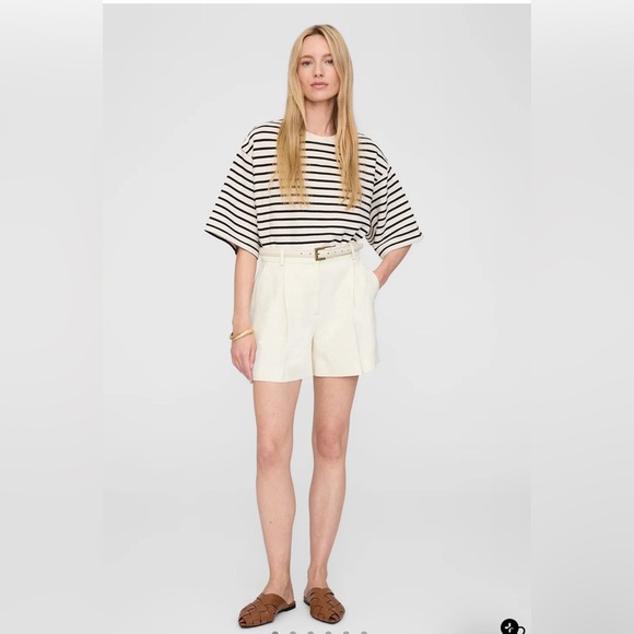 Anine Bing High Waist Cream Shorts - Picture 9 of 12